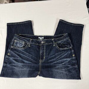 Cato Dark Wash Cropped Jeans Size 18 Stretch Denim Mid Rise Capri Ankle